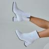 imageSHEMEE Womens Sequin Glitter Chunky Heel Booties Square Toe Sparkly Ankle Boots Mid Block Heels Wedding Bride Party ShoesWhite1
