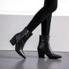 imageSHEMEE Womens Snakeskin Chunky High Heels Booties Pointed Toe Block Heel Snake Print Side Zipper Ankle Boots Fashion Dress ShoesBlack