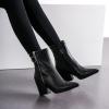 imageSHEMEE Womens Snakeskin Chunky High Heels Booties Pointed Toe Block Heel Snake Print Side Zipper Ankle Boots Fashion Dress ShoesBlack