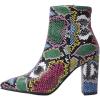 imageSHEMEE Womens Snakeskin Chunky High Heels Booties Pointed Toe Block Heel Snake Print Side Zipper Ankle Boots Fashion Dress ShoesColor Snake