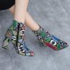 imageSHEMEE Womens Snakeskin Chunky High Heels Booties Pointed Toe Block Heel Snake Print Side Zipper Ankle Boots Fashion Dress ShoesColor Snake