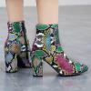 imageSHEMEE Womens Snakeskin Chunky High Heels Booties Pointed Toe Block Heel Snake Print Side Zipper Ankle Boots Fashion Dress ShoesColor Snake