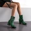 imageSHEMEE Womens Snakeskin Chunky High Heels Booties Pointed Toe Block Heel Snake Print Side Zipper Ankle Boots Fashion Dress ShoesDark Green Snake