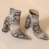 imageSHEMEE Womens Snakeskin Chunky High Heels Booties Pointed Toe Block Heel Snake Print Side Zipper Ankle Boots Fashion Dress ShoesLight Brown