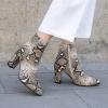 imageSHEMEE Womens Snakeskin Chunky High Heels Booties Pointed Toe Block Heel Snake Print Side Zipper Ankle Boots Fashion Dress ShoesLight Brown