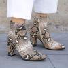 imageSHEMEE Womens Snakeskin Chunky High Heels Booties Pointed Toe Block Heel Snake Print Side Zipper Ankle Boots Fashion Dress ShoesLight Brown