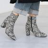 imageSHEMEE Womens Snakeskin Chunky High Heels Booties Pointed Toe Block Heel Snake Print Side Zipper Ankle Boots Fashion Dress ShoesSnake Print