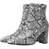 imageSHEMEE Womens Snakeskin Chunky High Heels Booties Pointed Toe Block Heel Snake Print Side Zipper Ankle Boots Fashion Dress ShoesSnake Print