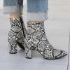 imageSHEMEE Womens Snakeskin Chunky High Heels Booties Pointed Toe Block Heel Snake Print Side Zipper Ankle Boots Fashion Dress ShoesSnake Print