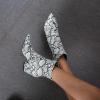 imageSHEMEE Womens Snakeskin Chunky High Heels Booties Pointed Toe Block Heel Snake Print Side Zipper Ankle Boots Fashion Dress ShoesWhite Snake