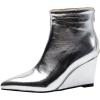 imageSHEMEE Fashion Metallic Boots for Women Wedge Heels Ankle Booties Sexy Pointy Toe High Heels ZipUp Wedding Party Dress ShoesSilver Back Zip