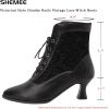 imageSHEMEE Womens Lace Victorian Booties Chunky Kitten Heels Ankle Boots Vintage Lacing Cosplay Witch Short Boots Mid HeelBlack