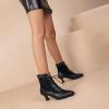 imageSHEMEE Womens Lace Victorian Booties Chunky Kitten Heels Ankle Boots Vintage Lacing Cosplay Witch Short Boots Mid HeelBlack