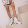 imageSHEMEE Womens Lace Victorian Booties Chunky Kitten Heels Ankle Boots Vintage Lacing Cosplay Witch Short Boots Mid HeelWhite