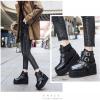 imageSHEMEE Womens Platform Chunky Ankle Boots Round Toe Zipper Wedges High Heels Rave Buckle Thick Sole Y2k Goth BootiesBlack