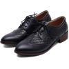 imageSHEMEE Womens Two Tone Oxfords Saddle Shoes Vintage Perforated Wingtip Brogues Laced Chunky Low Heels Pumps062 Black