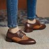 imageSHEMEE Womens Two Tone Oxfords Saddle Shoes Vintage Perforated Wingtip Brogues Laced Chunky Low Heels Pumps062 Brown