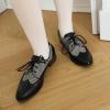 imageSHEMEE Womens Two Tone Oxfords Saddle Shoes Vintage Perforated Wingtip Brogues Laced Chunky Low Heels Pumps066 Black