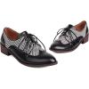 imageSHEMEE Womens Two Tone Oxfords Saddle Shoes Vintage Perforated Wingtip Brogues Laced Chunky Low Heels Pumps066 Black
