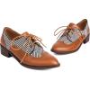 imageSHEMEE Womens Two Tone Oxfords Saddle Shoes Vintage Perforated Wingtip Brogues Laced Chunky Low Heels Pumps066 Brown