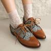 imageSHEMEE Womens Two Tone Oxfords Saddle Shoes Vintage Perforated Wingtip Brogues Laced Chunky Low Heels Pumps066 Brown