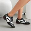 imageSHEMEE Womens Two Tone Oxfords Saddle Shoes Vintage Perforated Wingtip Brogues Laced Chunky Low Heels PumpsBlack