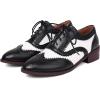 imageSHEMEE Womens Two Tone Oxfords Saddle Shoes Vintage Perforated Wingtip Brogues Laced Chunky Low Heels PumpsBlack