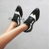 imageSHEMEE Womens Two Tone Oxfords Saddle Shoes Vintage Perforated Wingtip Brogues Laced Chunky Low Heels PumpsBlack