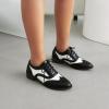 imageSHEMEE Womens Two Tone Oxfords Saddle Shoes Vintage Perforated Wingtip Brogues Laced Chunky Low Heels PumpsBlack