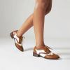 imageSHEMEE Womens Two Tone Oxfords Saddle Shoes Vintage Perforated Wingtip Brogues Laced Chunky Low Heels PumpsBrown