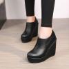 imageSHEMEE Womens Wedge Heels Ankle Boots High Heeled Platform Pumps Round Toe Zip Up Short Booties Office Party Dress ShoesBlack Pu
