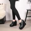 imageSHEMEE Womens Wedge Heels Ankle Boots High Heeled Platform Pumps Round Toe Zip Up Short Booties Office Party Dress ShoesBlack Pu