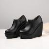 imageSHEMEE Womens Wedge Heels Ankle Boots High Heeled Platform Pumps Round Toe Zip Up Short Booties Office Party Dress ShoesBlack Pu