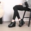 imageSHEMEE Womens Wedge Heels Ankle Boots High Heeled Platform Pumps Round Toe Zip Up Short Booties Office Party Dress ShoesBlack Pu