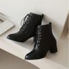 imageSHEMEE Womens Wingtip Block Heels Ankle Boots LaceUp Stacked Chunky Heel Booties Round Toe Short BootsBlack 1