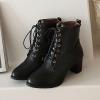 imageSHEMEE Womens Wingtip Block Heels Ankle Boots LaceUp Stacked Chunky Heel Booties Round Toe Short BootsBlack 1