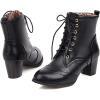 imageSHEMEE Womens Wingtip Block Heels Ankle Boots LaceUp Stacked Chunky Heel Booties Round Toe Short BootsBlack 1