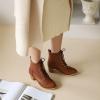 imageSHEMEE Womens Wingtip Block Heels Ankle Boots LaceUp Stacked Chunky Heel Booties Round Toe Short BootsBrown
