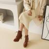 imageSHEMEE Womens Wingtip Block Heels Ankle Boots LaceUp Stacked Chunky Heel Booties Round Toe Short BootsBrown