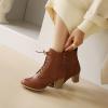 imageSHEMEE Womens Wingtip Block Heels Ankle Boots LaceUp Stacked Chunky Heel Booties Round Toe Short BootsBrown