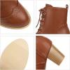 imageSHEMEE Womens Wingtip Block Heels Ankle Boots LaceUp Stacked Chunky Heel Booties Round Toe Short BootsBrown