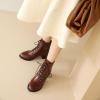 imageSHEMEE Womens Wingtip Block Heels Ankle Boots LaceUp Stacked Chunky Heel Booties Round Toe Short BootsChestnut
