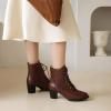 imageSHEMEE Womens Wingtip Block Heels Ankle Boots LaceUp Stacked Chunky Heel Booties Round Toe Short BootsChestnut