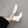 imageSHEMEE Womens Wingtip Block Heels Ankle Boots LaceUp Stacked Chunky Heel Booties Round Toe Short BootsWhite 1