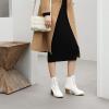 imageSHEMEE Womens Wingtip Block Heels Ankle Boots LaceUp Stacked Chunky Heel Booties Round Toe Short BootsWhite 1