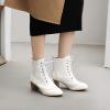imageSHEMEE Womens Wingtip Block Heels Ankle Boots LaceUp Stacked Chunky Heel Booties Round Toe Short BootsWhite 1
