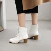 imageSHEMEE Womens Wingtip Block Heels Ankle Boots LaceUp Stacked Chunky Heel Booties Round Toe Short BootsWhite 1