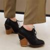 imageSHEMEE Womens Chunky High Heel Wingtip Oxfords Round Toe Lace Up Block Heels Vintage Brogues Pumps ShoesBlack One