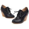 imageSHEMEE Womens Chunky High Heel Wingtip Oxfords Round Toe Lace Up Block Heels Vintage Brogues Pumps ShoesBlack One