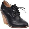 imageSHEMEE Womens Chunky High Heel Wingtip Oxfords Round Toe Lace Up Block Heels Vintage Brogues Pumps ShoesBlack One